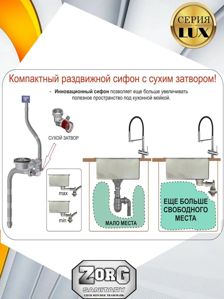 Мойка ZorG LUX 4551 GUN GREY